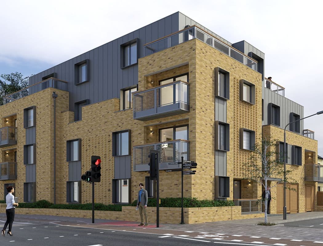 Freya Court view from Lea Bridge Road, design and planning by Small BIM in collaboration with Orbis Town Planning Ltd