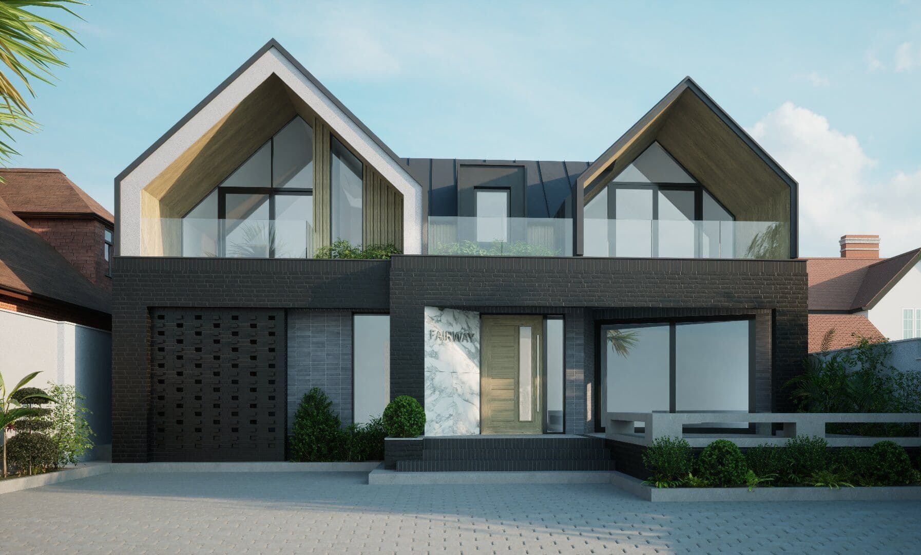 Fairway project front elevation, design and planning by Small BIM in collaboration with Orbis Town Planning Ltd